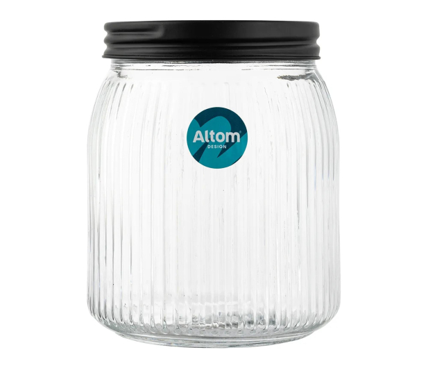 Altom Pojemnik szklany relief z pokrywą 950 ml czarny - 1580558 - zdjęcie 4
